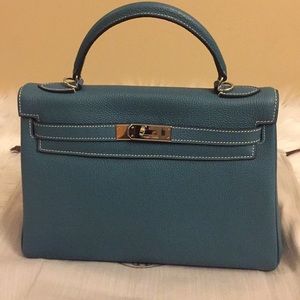 Blue Jean Real Leather Kelly Size 32